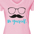 thumbnail image 4 of Inktastic Be Yourself, Glasses, Mustache - Black Blue Women's V-Neck T-Shirt, 4 of 5