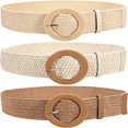thumbnail image 1 of CHUANK Lot de 3 Ceintures Élastiques en Paille Tissée pour Femmes Ceinture Grand Extensible en Raphia pour Robe d'Été, 1 of 6