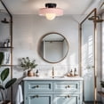 thumbnail image 4 of Mid-Century Modern Semi Flush Mount Ceiling Light, Kitchen Ceiling Light Fixture with Glass Shade,Vintage Close to Ceiling Lamp for Entryway Hallway Bathroom, 4 of 11