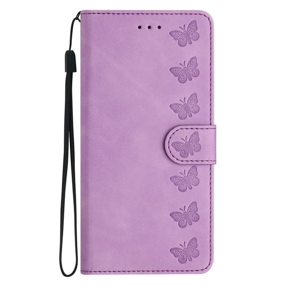 Wallet Case for Google Pixel 8 Pro, [2 Card Slots] [Kickstand] [Magnetic Clasp] Butterfly Pattern Premium PU Leather Flip Cover, Wrist Hand Strap TPU Shockproof Anti-Scratches Case,Purple