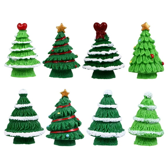 Gymnture christmas Mini Resin Xmas Tree Landscape Decor - 8Pcs
