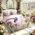 thumbnail image 2 of Erosebridal Vintage Hummingbird 7pcs Queen Bedding,Lovely Flower Bedding Comforter Set Queen,White Purple,Pink Reversible, 2 of 7