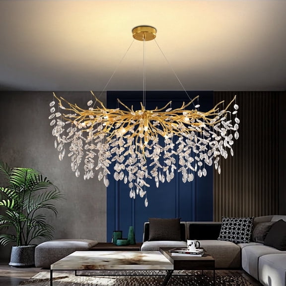RRBEST Gold Luxury Tree Branch Chandelier,Modern Chandelier Crystal Light Fixture