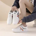 thumbnail image 2 of Women's White Retro Sneakers with Grey & Orange Stripes, Lace-Up Comfort Casual Shoes, 2 of 8