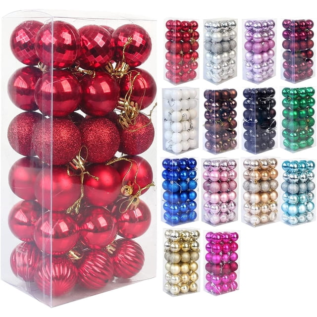 Bola de Navidad Bola de decoración de árbol de Navidad inastillable Adornos de bola de Navidad Bola de decoración de fiesta de boda de vacaciones 1.6 "(4 cm) Juego de 36 piezas (Bola de Navidad azul) Zhivalor WMZL-2248-8