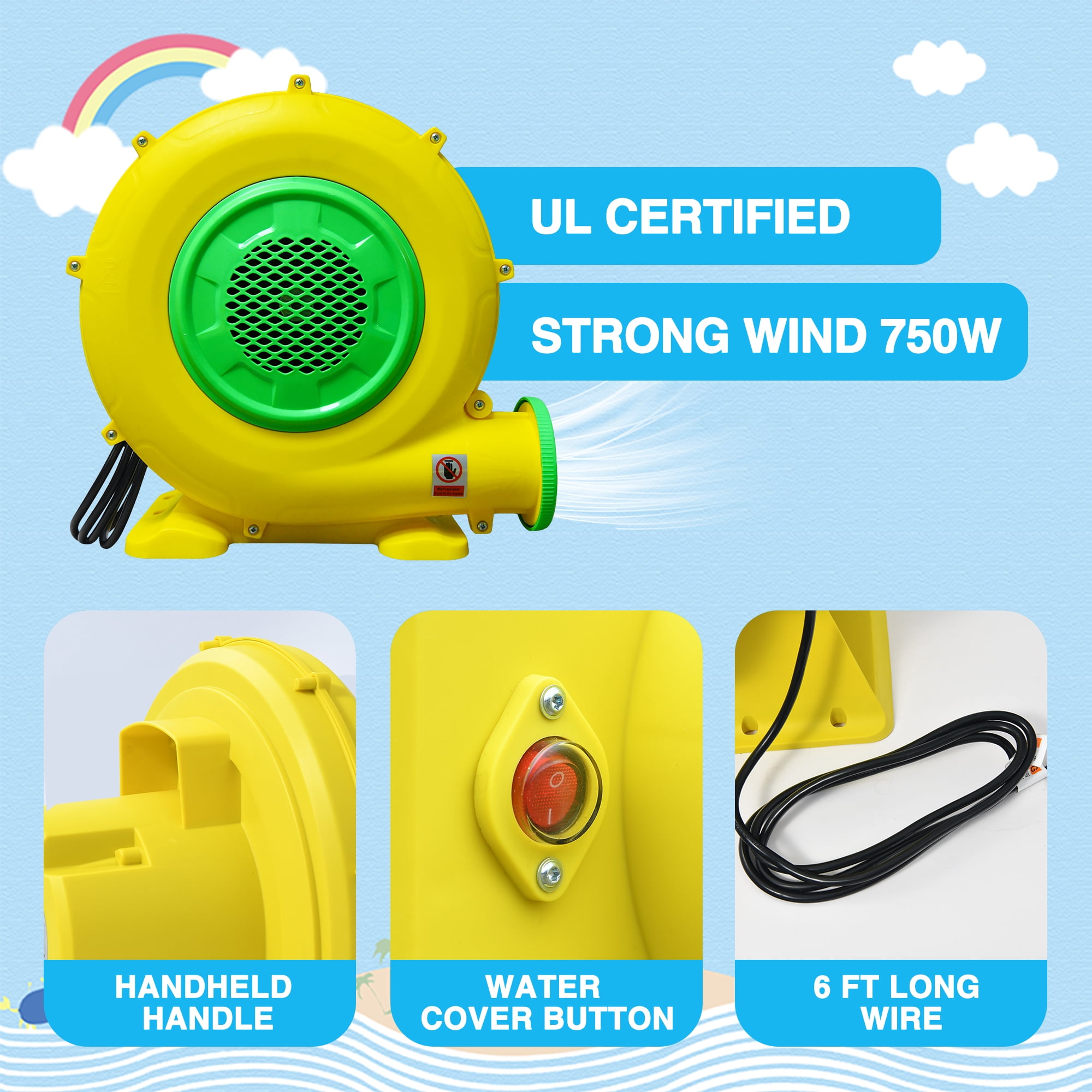 KloKick Cute Duck Inflatable Water Park with Dual Pools, Slide, Basketball Hoop & 2 Water Guns