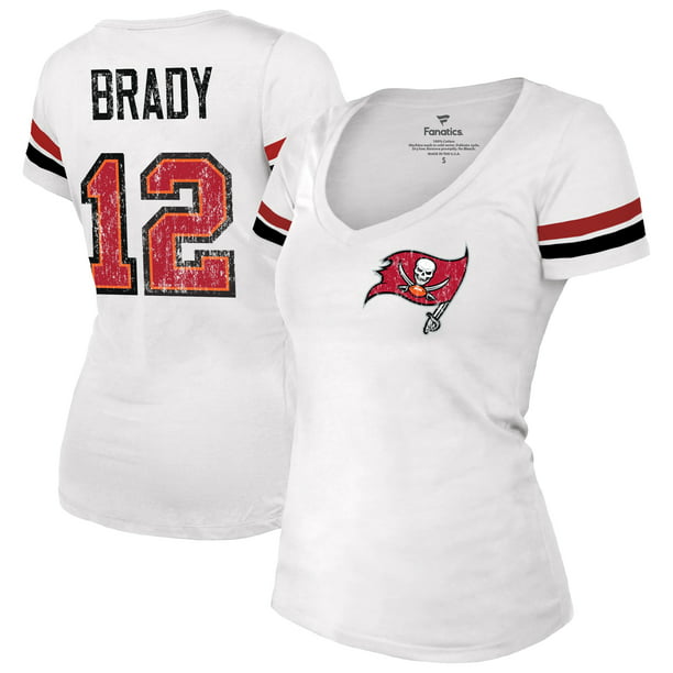 Tom Brady Tampa Bay Buccaneers Fanatics Branded Women's Fashion Player Name & Number V-Neck T-Shirt - White