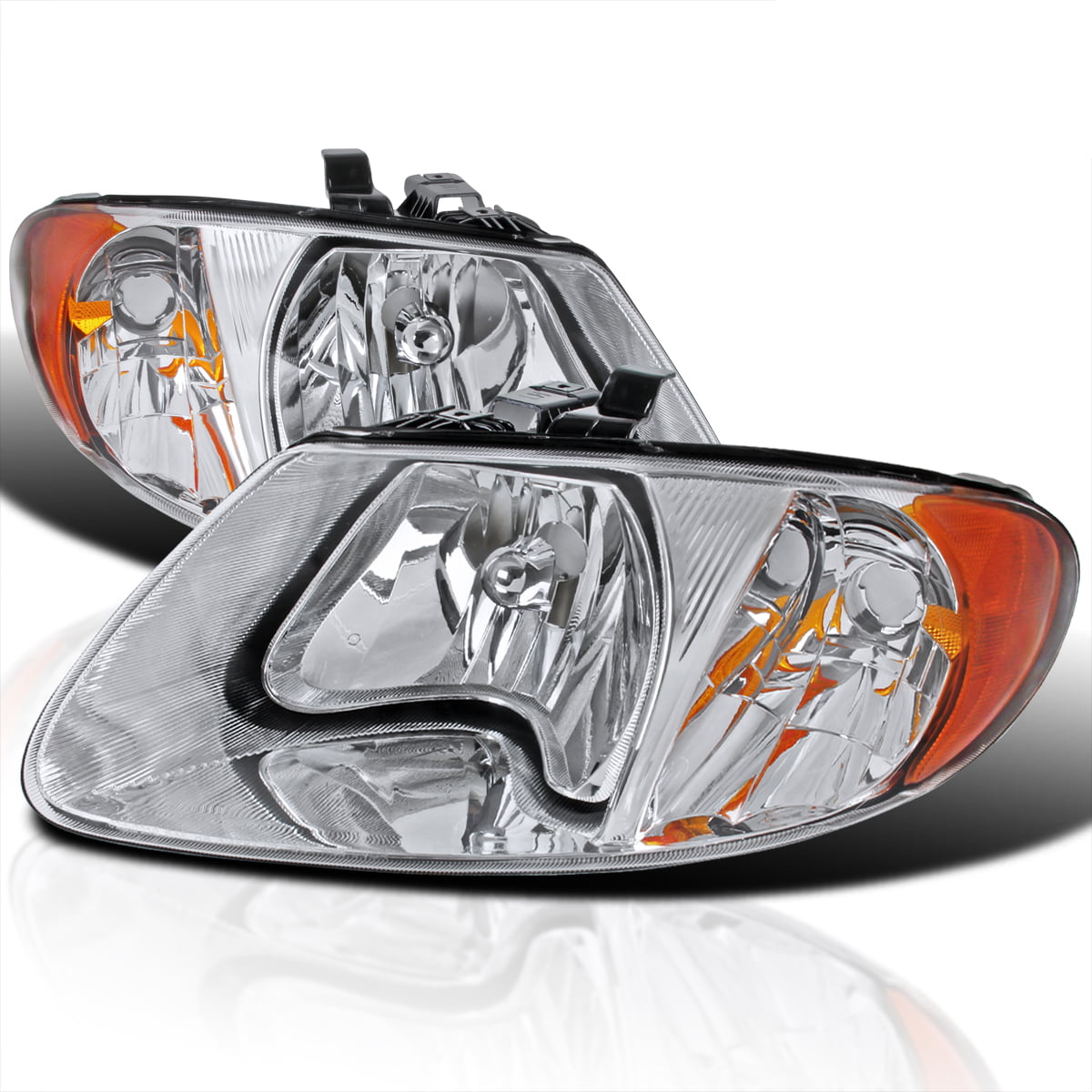 HEADLIGHTSDEPOT Chrome Housing Signal Light Compatible with Chrysler Dodge Caravan Town & Country Voyager Includes Right Passenger Side Signal Light Requires QUAD lamp