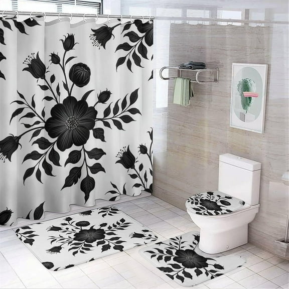Shower Curtain sets for Bathroom Sets, Autumn Maple Leaves Pattern Printed on Shower Curtain and Liner Set, Great for Master Bath Beach House Modern Home, 72 x 72 inches