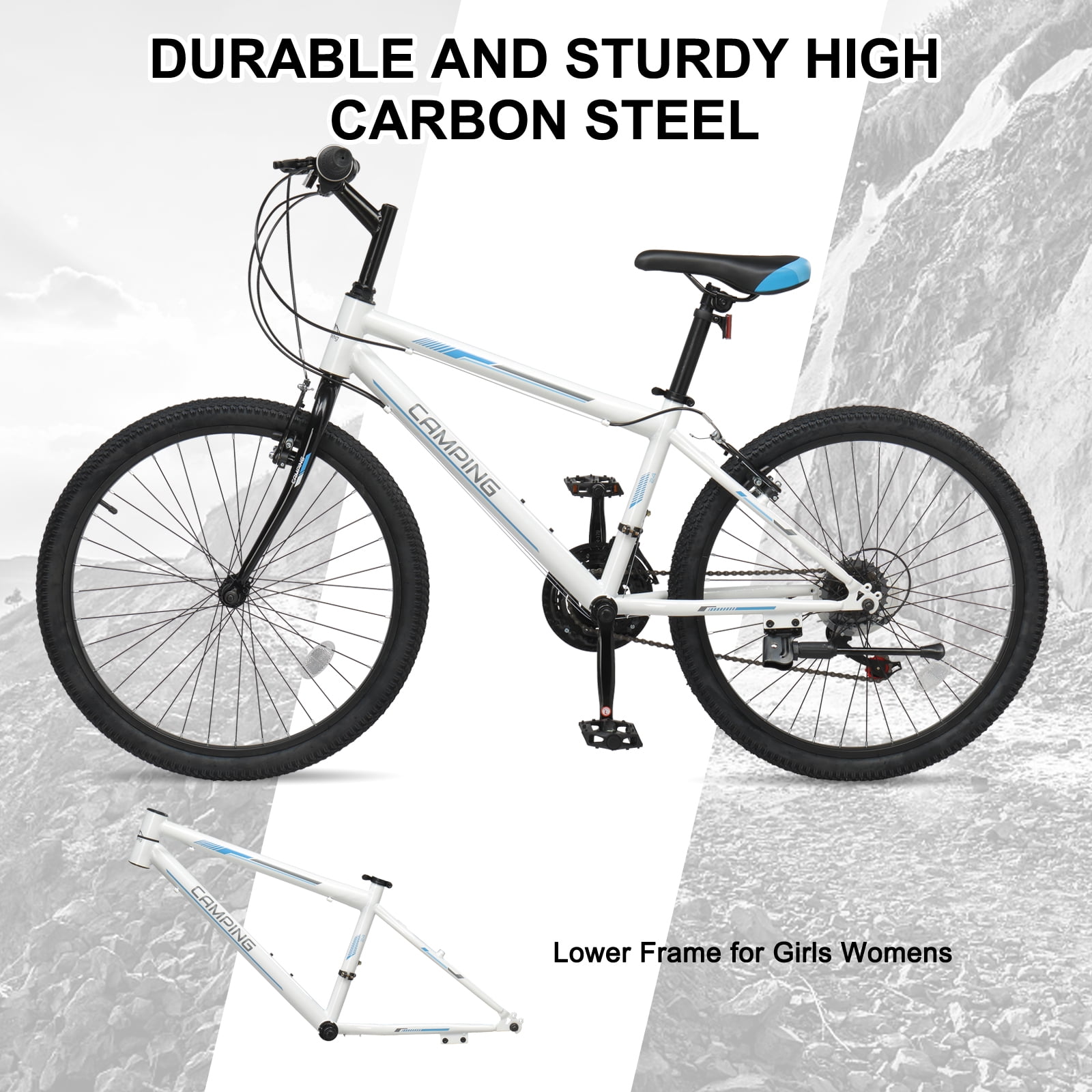 Ktaxon 24 inch Mountain Bike for Women, Dual V Brakes 21 Speeds Women Bike