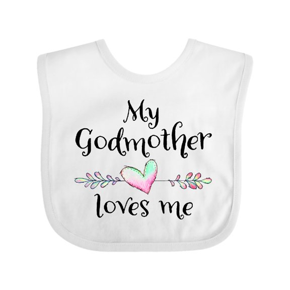 Inktastic My Godmother Loves Me Heart Godchild Boys or Girls Baby Bib