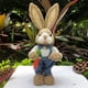 thumbnail image 3 of Easter Bunny Decor Easter Straw Bunny Figurine, 14" Tabletop Sisal Easter Bunny Figurine with Carrot, Straw Rabbit Decor Statue, Spring Decorations for Home Farm (D), 3 of 5