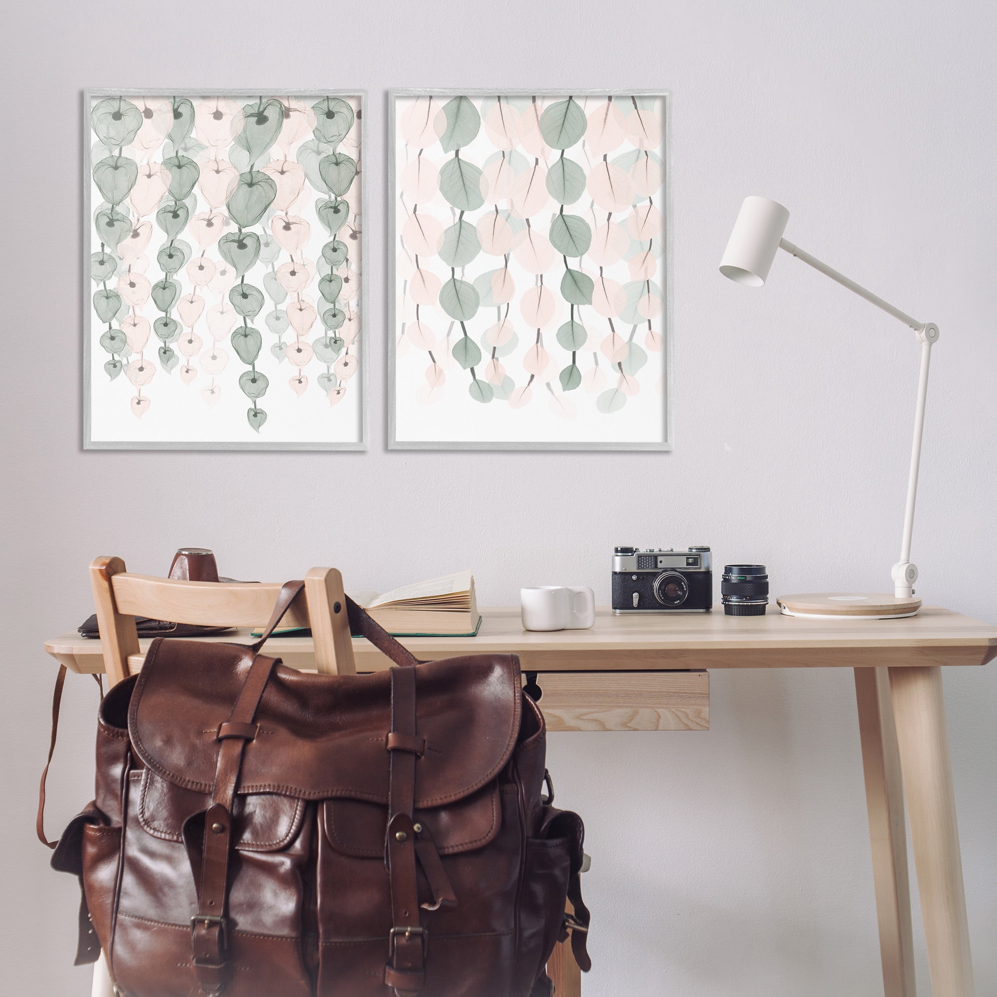 Stupell Industries Translucent Hanging Vines Foliage Botanical & Floral Photography Gray Framed Art Print Wall Art, 24 x 30, Set of 2