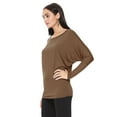 thumbnail image 2 of Women's Solid Long Sleeve Dolman Draped Loose Fit Knit Tunic Top Made in USA S-3XL, 2 of 3