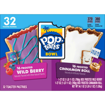 Pop-Tarts Frosted Variety Pack Wild Berry and Cinnamon Roll, 32 Count
