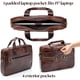 thumbnail image 3 of Maletín de piel para hombre, marrón, con protección acolchada, apto para portátiles de 14 pulgadas o menos Fokelyi CZDZ-HY122, 3 of 9