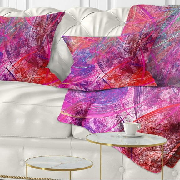 Designart Red Swirling Clouds - Abstract Throw Pillow - 12x20