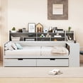 thumbnail image 3 of Wooden Daybed with Storage Shelves, Multi-functional Bed with Two Storage Drawers and  Study Desk, 3 of 23