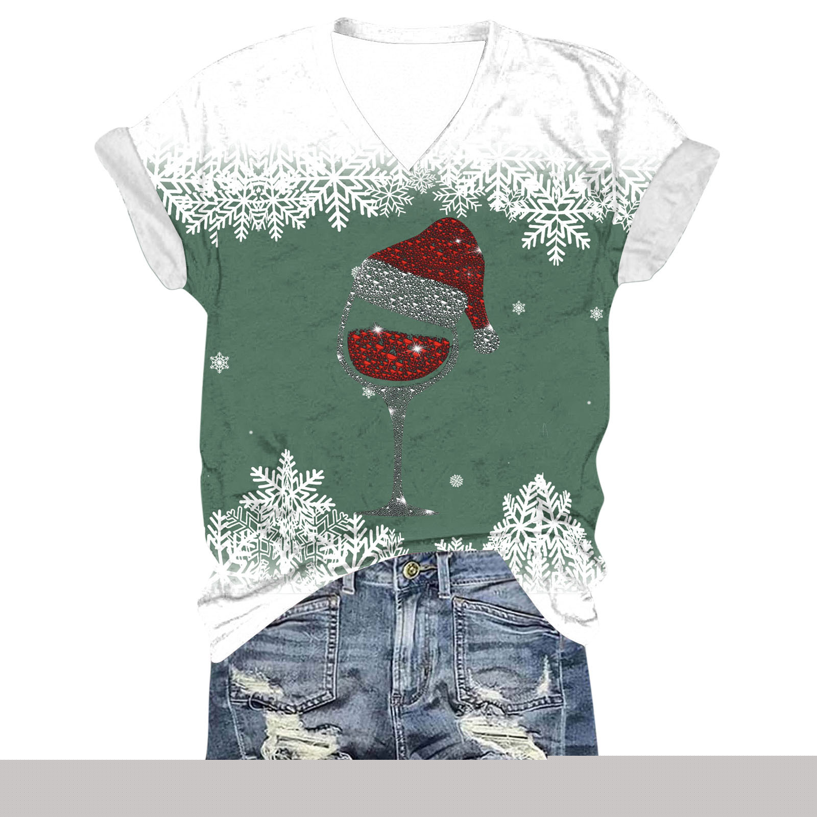 thumbnail image 1 of Blusas de Manga Corta para las Mujeres Causal Cuello en V Camiseta Sólida, Blusas de Verano de las Mujeres para el Hogar Y Diario, 1 of 3