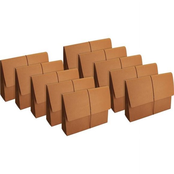 5.25 in. Expanding Extra-wide Wallets, Brown - Box of 10