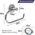 thumbnail image 2 of Chrome Bathroom Toilet Roll Holder Round. Wall Mounted Toilet Paper Holder Stainless Steel (Non Self Adhesive), 2 of 5