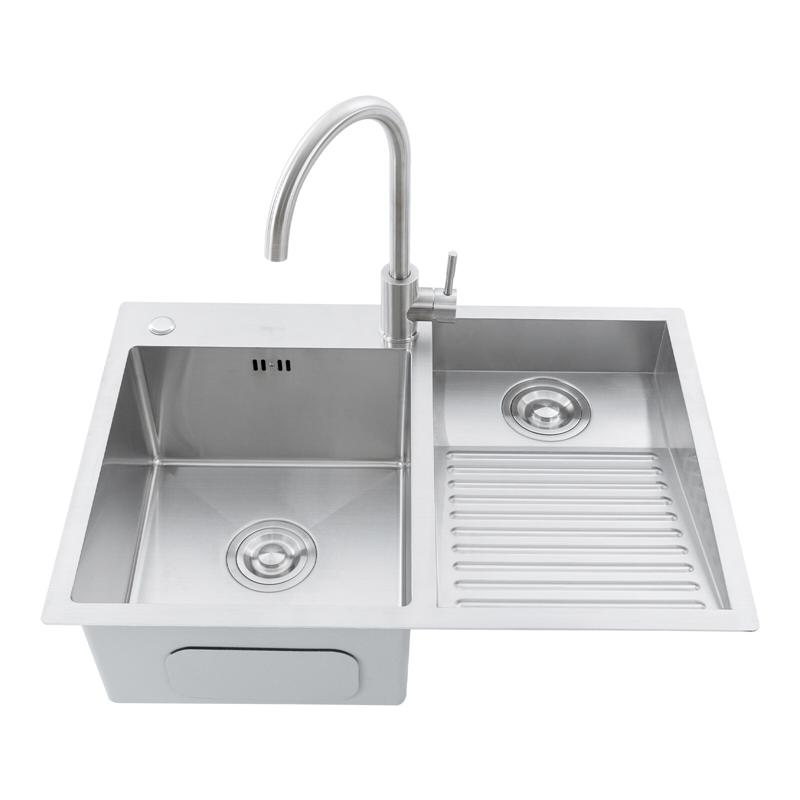 ‎Rectangular Silver Drop-In Stainless Steel Double Bowl Kitchen, Bar and Laundry Utility Sink