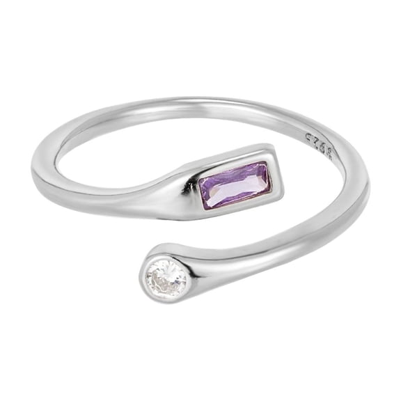SEOL GOLD Amethyst and CZ Adjustable Ring Sterling Silver 925