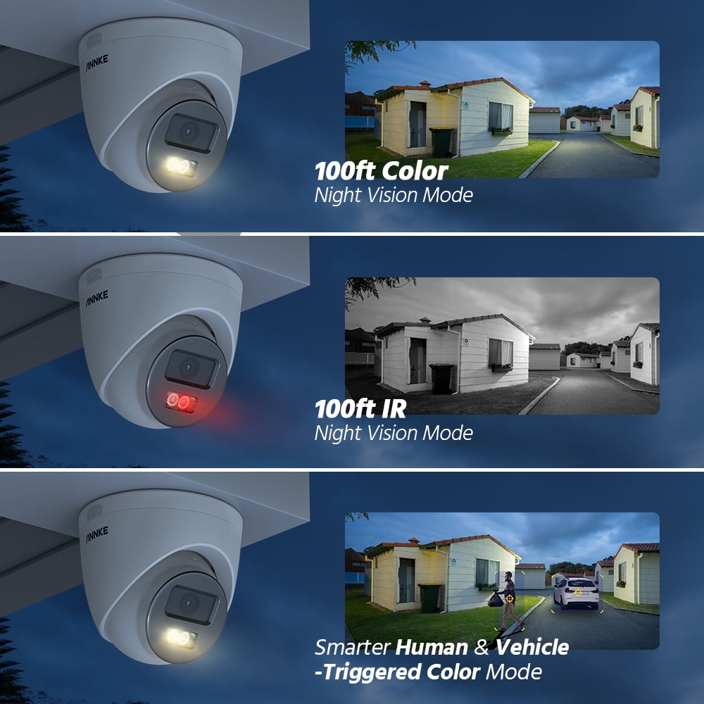 ANNKE 3K 4PCS PoE Security Camera, Outdoor Turret Surveillance Wired Cameras for Home Security, AI Human/Vehicle Detection, Smart Dual Light, Color Night Vision, 120 dB WDR, 2.8mm Lens, Built-in Mic