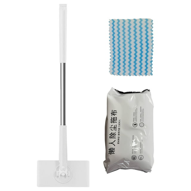 Snap Grip Mini Mop, No Wash Lazy Mops Wet and Dry, Mini Mop with 1 Pcs Reusable Cloths, Retractable Convenient Automatic Cloth Changing Clip Mopstick, 2 Size too Choose Long Handle(93cm)