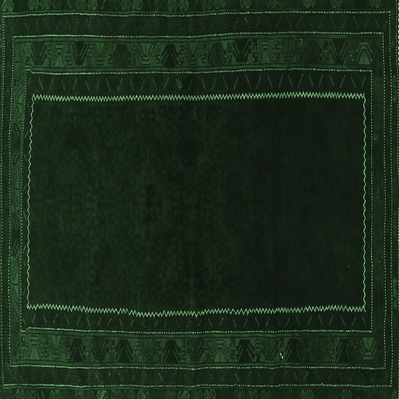 Ahgly Company Indoor Square Persian Emerald Green Traditional Area Rugs, 7' Square