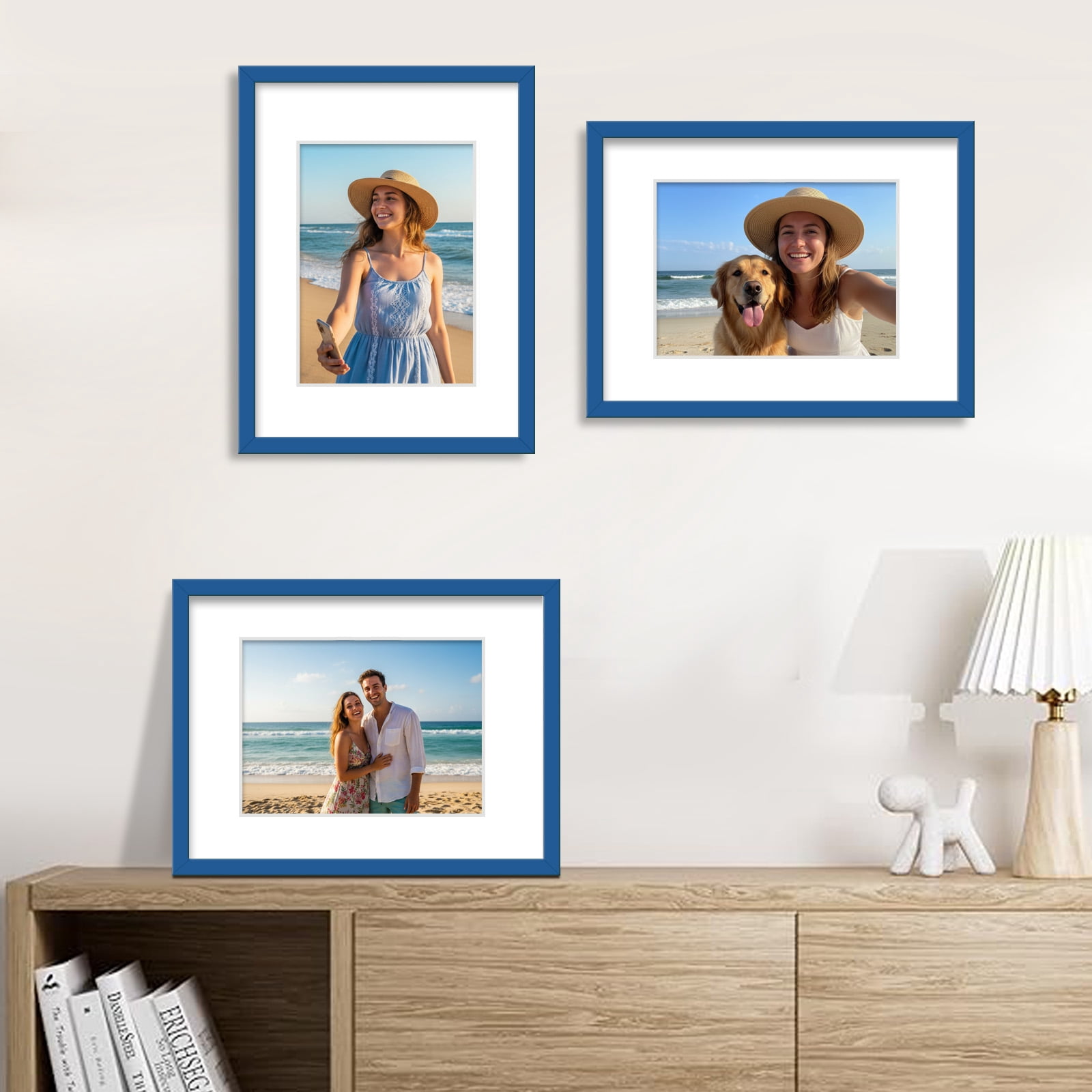 Kuxerla 2 Pack 11x14 Picture Frame Holds 8.5x11 Picture with Mat or 11x14 Picture without Mat,With Clear Acrylic Front and MDF Back Panel,Blue