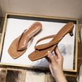 thumbnail image 6 of Heels for Women Dressy, Thong Heels, Kitten Heels for Women, Y2k Heels, Women's Kitten Heel Sandals Square Toe Slip On Flip Flop Heels 2 Inch Thong Sandals Party Dress Heeled Sandals, Coffee 7, 6 of 8