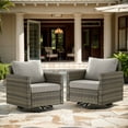 thumbnail image 3 of POCASSY Outdoor Rocking Chair Set of 2, All Weather Wicker Patio Furniture Set Outdoor Swivel Chair Sets of 2 with Square Arm for Garden Porch Pool, Gray/Gray, 3 of 10