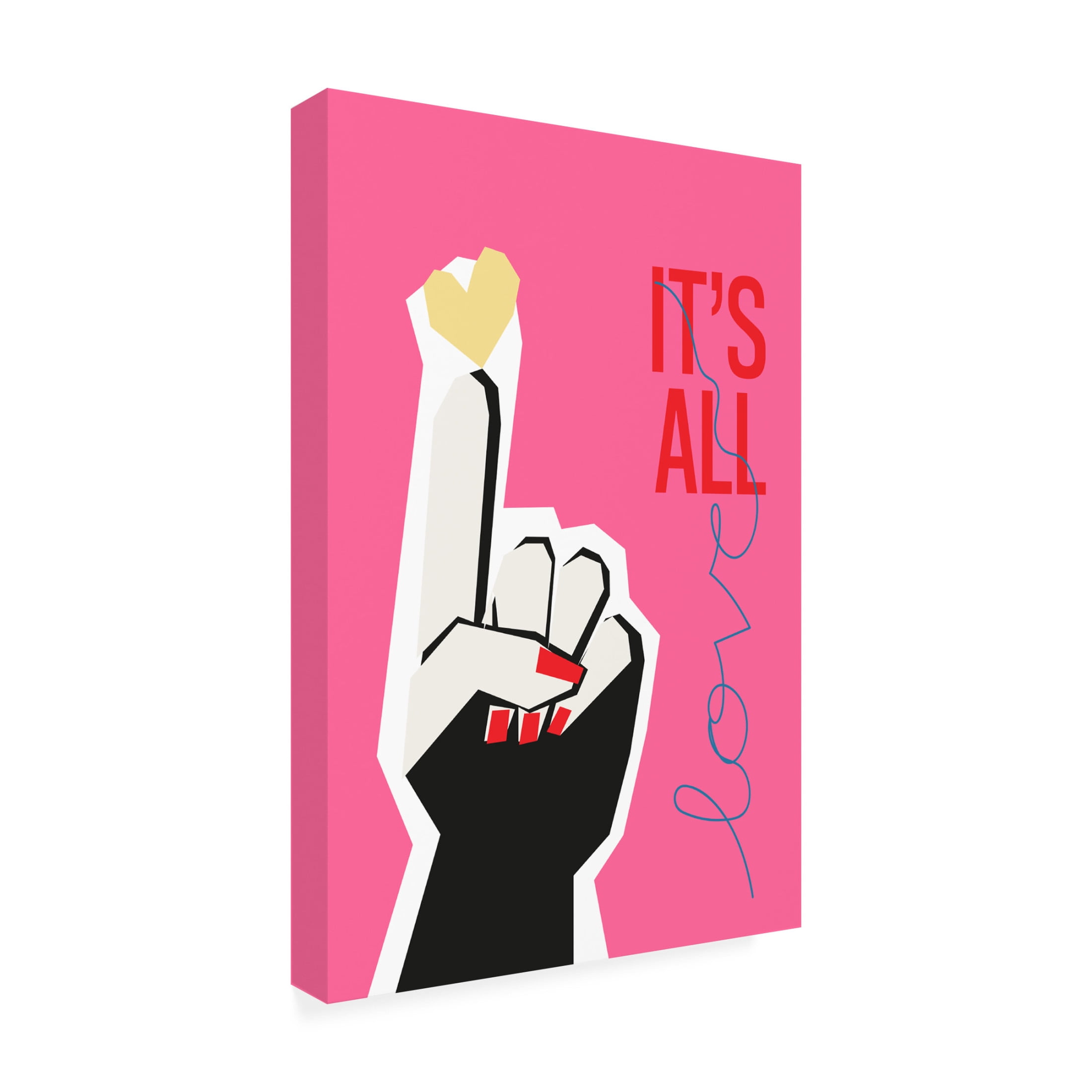 Trademark Fine Art Frances Collett It's All Love Hand Pink Canvas Wall Art