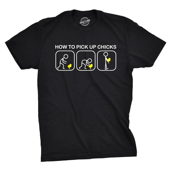 Mens How to Pick Up Chicks Funny T Shirt Easter Gift Graphic Tee Sarcastic Novelty Top Humor Tees Graphic Tees