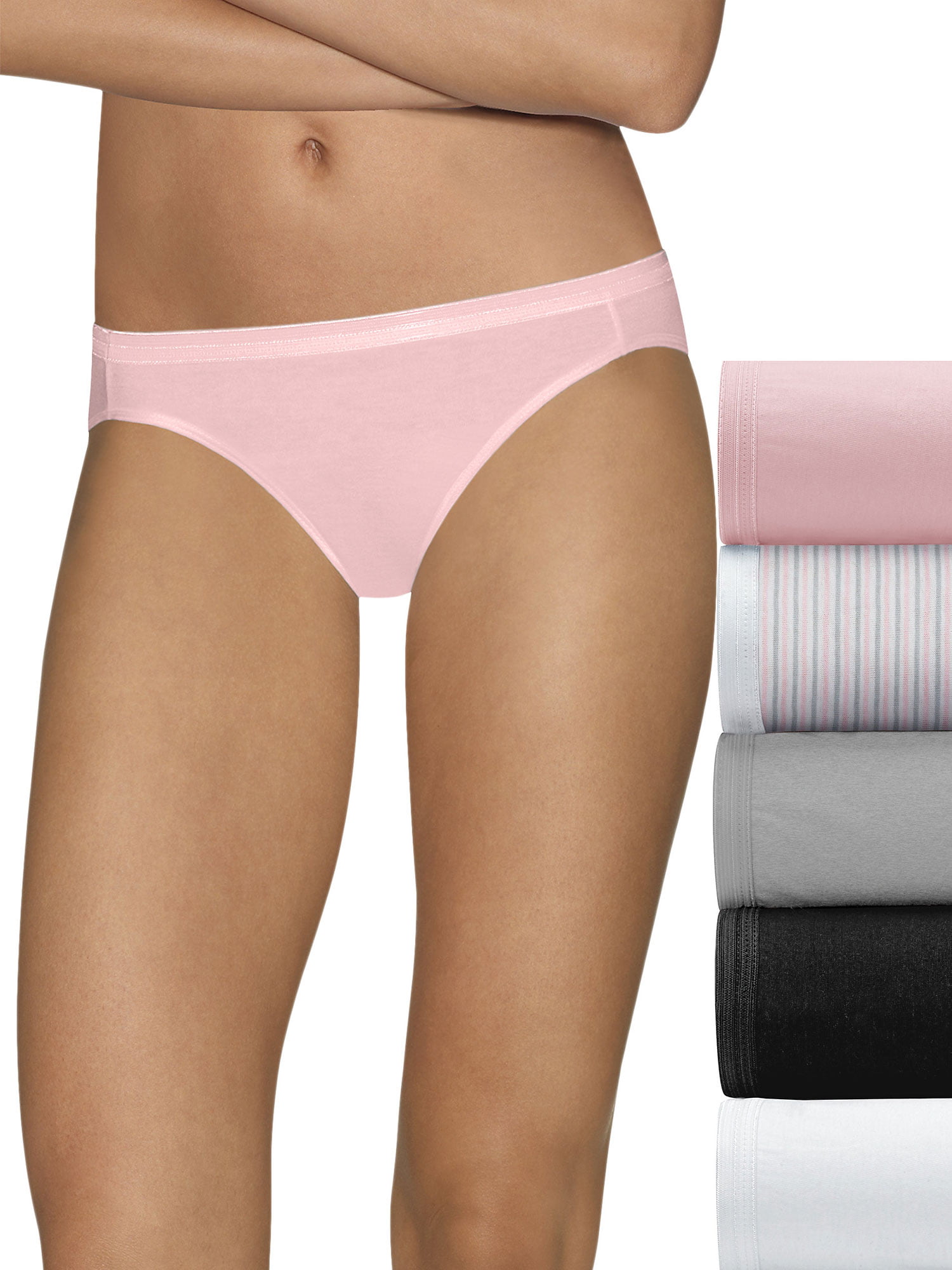 Hanes Hanes Ultimate® Women S Comfort Cotton Bikini Panties 5 Pack Pink White 6