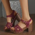 thumbnail image 4 of RotHome Wedge Sandals for Women Platform Heel Chunky Heel Sandals Peep Toe Dress Heels High Heel Non Slip Traction Soft Lining Adjustable Strap Secure Fit All Day Wear, 4 of 7