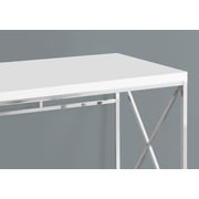 Monarch Specialties Computer Desk, Home Office, Laptop, Work, Glossy White Laminate, Chrome Metal
