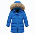thumbnail image 3 of Juebong Girls Long Winter Coat Heavyweight Hooded Puffer Jacket Kids Windproof Quilted Parka Padded Down Jackets with Pockets Blue,14-15Years, 3 of 5