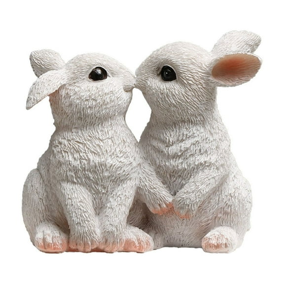 Elainilye Easter Bunny Decorations White Fake Cute Bunny Ornaments for Spring Home Decor Tabletop Display and Holiday Celebration