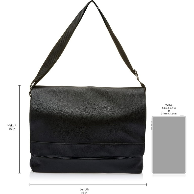 Kenneth Cole REACTION Grand Central Pebbled Vegan Leather Slim Messenger Bag Crossbody Tablet Case Black Laptop Walmart