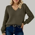 thumbnail image 2 of UJNDER Women's Solid Color Long Sleeve Knit Sweater Soft Comfortable Pullover Top for Fall Casual Outfits Army Green XXL, 2 of 5