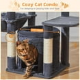 thumbnail image 4 of Cat Tree [/CM] Cat Tower for Indoor Cats Large Adult Cat Condo with Large Platform Hanging Basket Scratching Posts Pompoms Light MSW, 4 of 8