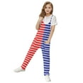thumbnail image 6 of Kids Striped Jumpsuits Girls Spaghetti Strap Wide Leg Jumpsuit Overalls Jumpers with Pocket Summer Casual Outfits for Girl, Blue, 11 Years, 6 of 7