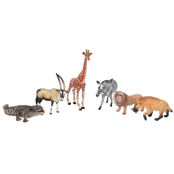 6x Plastique safari / figurines animaux jungle 11 cm pour enfants