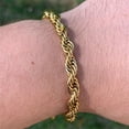 thumbnail image 4 of Vnox Basic Men's Cuban Twist Rope Chain Bracelets 1/2/3Pcs in One Set, Gold Color Stainless Steel Figaro Wheat Links GC, 4 of 6