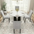 thumbnail image 3 of 5-Piece Round Dining Table Set with 4 Upholstered Chairs, 43-Inch Modern Kitchen Table for Dining Room, Grey and White, 3 of 9