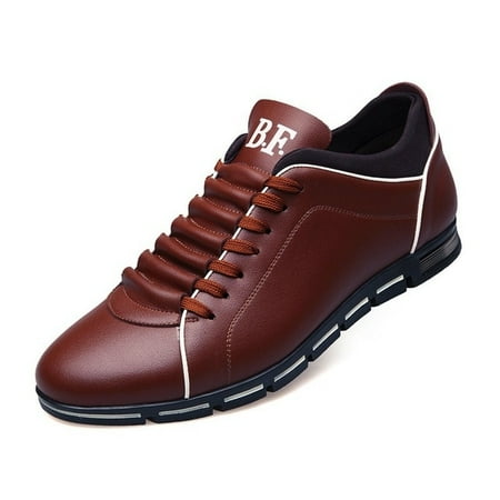 

Spring Autumn New Men Shoes Casual Sneakers Fashion Solid Leather Shoes Formal Business Sport Flat Round Toe Light Breathable