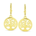 thumbnail image 2 of Bling Jewelry Womens Oval Disc Tree of Life Dangle Earrings 14K Rose Gold Plated Sterling Silver, 2 of 6