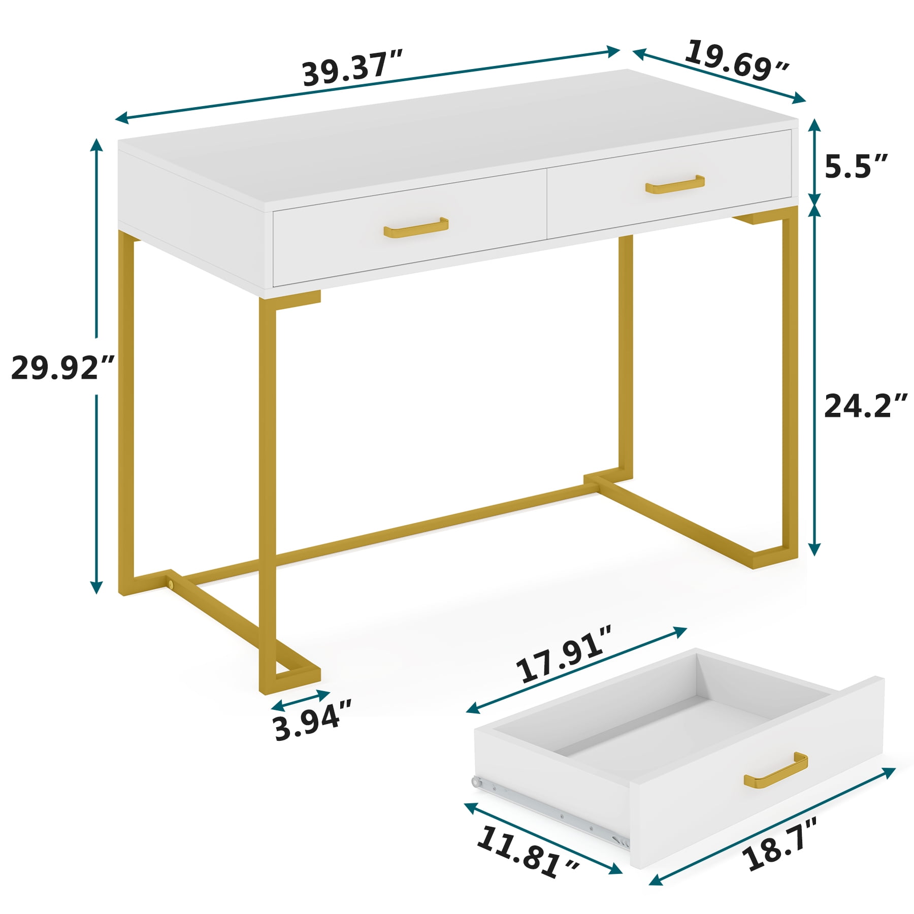 FOLUBAN Computer Desk, Home Office Desk with 2 Storage Shelves on Left or  Right, Modern Writing Desk, Simple Wooden Study Table, Oak 55.1 inch.